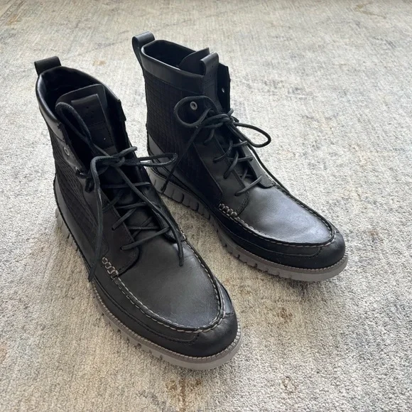 COLE HAAN Shoes Mens 11.5 Zerogrand Waterproof Tall Boots Shoes Black Classic - Picture 9 of 9
